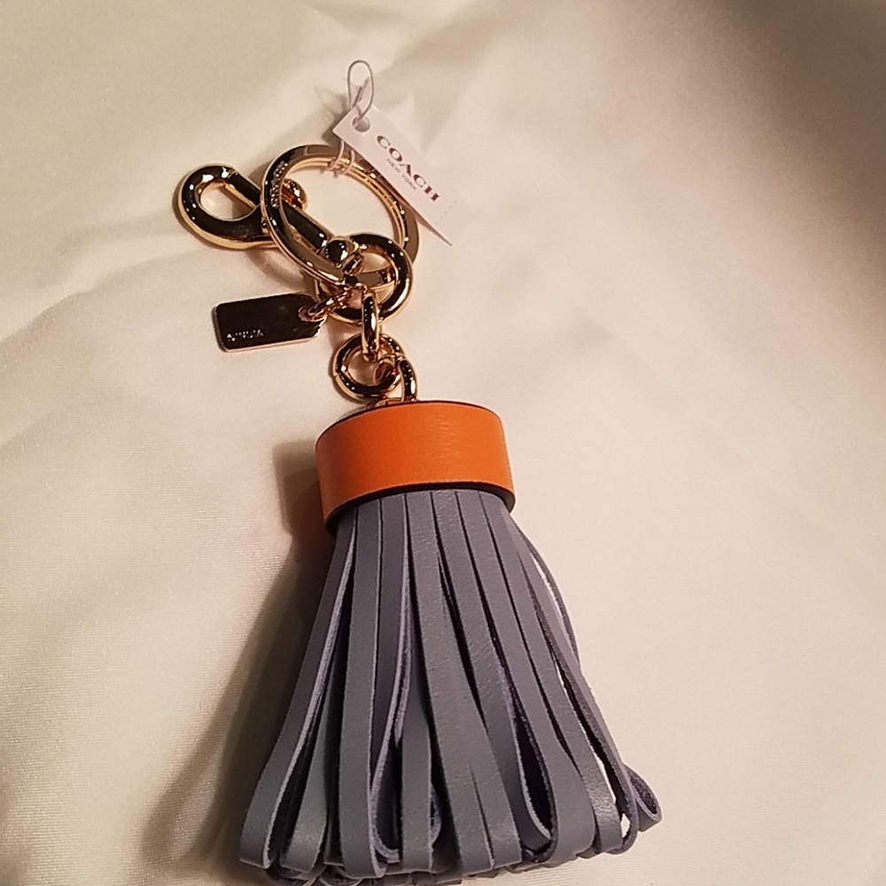 Coach Leather Tassel key ring, bag charm NWT